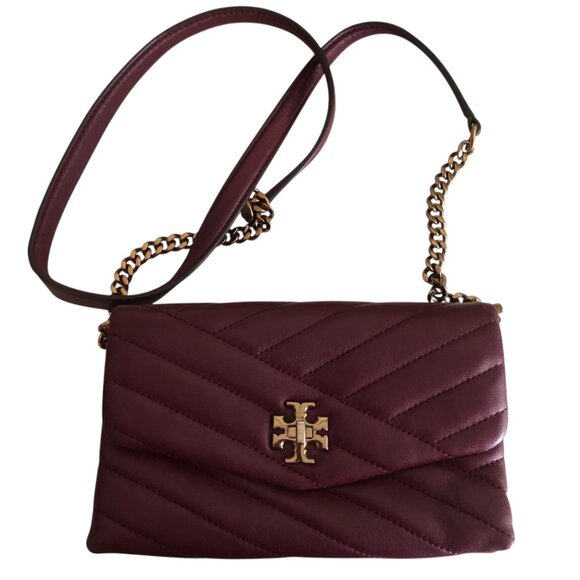 TORY BURCH Quilted Kira Chevron Shoulder Crossbody Bag Bordeaux - Picture 1 of 12
